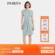 PORTS寶姿春夏新品女裝氣質(zhì)通勤收腰圓領(lǐng)短袖中長(cháng)連衣裙 水綠色 S (4)