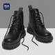 海瀾之家HLA馬丁靴男高幫秋冬工裝鞋子男士靴子男HAAGZM4DAE411 黑色 42