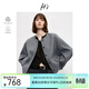 H's黑色短款毛呢外套女冬新款高級設計感老錢(qián)風(fēng)綿羊毛呢子大衣 中灰色 S