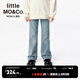 little MO&Co.小酒窩同款little moco童裝25新款女童親子裝仿?tīng)C鉆喇叭褲牛仔褲 牛仔藍色2 160 160/64