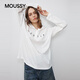 moussy 春季新品休閑風(fēng)蕾絲拼接長(cháng)袖針織衫女028JSX90-1049 010白色 均碼