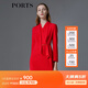 PORTS寶姿春夏新品女裝純色長(cháng)袖連衣裙LM8D014KWB008 火焰紅 XL (10)
