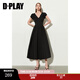 DPLAY2025年夏季新款黑色連衣裙女長(cháng)款休閑小黑裙沙灘裙子短袖長(cháng)裙夏裝 經(jīng)典黑 S