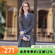 百圖betu女裝秋季新款連衣裙高級感拼接假兩件套腰帶裙子2508T83 深灰 L