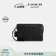 蔻馳（COACH）【專(zhuān)享直降】奧萊男士男包經(jīng)典標志老花拉鏈長(cháng)款手拿包錢(qián)包 QB/炭黑色/黑色