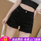 歐貝汐白色牛仔短褲女春夏學(xué)生女式牛仔褲高腰破洞短褲女士熱褲外穿 黑色 XL
