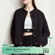 AMII女裝2025【復古風(fēng)】秋季復古休閑減齡短款棒球服衛衣外套 黑色 M