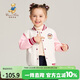 Classic Teddy精典泰迪兒童外套女童棒球服中小童開(kāi)衫外出服時(shí)尚春裝 米白 100