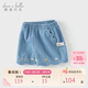 戴維貝拉【商場(chǎng)同款】?jì)和澴酉难b女童棉花邊甜美牛仔短褲