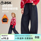 ASK JUNIOR兒童褲子25冬中大童柔軟親膚加絨保暖牛仔褲女童寬松直筒褲長(cháng)褲