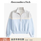 Abercrombie & Fitch女裝25春季抓絨撞色立領(lǐng)半拉鏈落肩長(cháng)袖衛衣152-5106 藍色 S (165/88A)