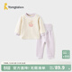 童泰（TONGTAI）寶寶套裝秋冬季純棉保暖嬰兒衣服兒童內衣男女童上衣高腰褲子 紫色【高腰款 7A抗菌】 90
