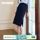 ROEYSHOUSE羅衣通勤深藍色開(kāi)叉半身裙女春裝新款簡(jiǎn)約高腰修身裙子09417 深藍色 L