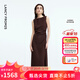朗姿a字垂感輕禮服無(wú)袖修身連衣裙收腰高級感氣質(zhì)秋季新款 巧克力色 M