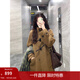 茵曼（INMAN）2025冬季女裝新款羊駝毛桑蠶絲牛角扣雙面呢大衣長(cháng)款外套 咖啡色 S 158-162cm/100-110斤