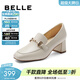 百麗（Belle）羊皮樂(lè )福鞋女商場(chǎng)款通勤百搭馬銜扣小皮鞋單鞋B1L1DAA4 米白 38 (240mm)