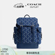 蔻馳（COACH）奧萊男士男包馬車(chē)圖案印花HITCH雙肩包大容量通勤旅行戶(hù)外背包 深藍色
