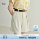 范思藍恩22FS2162通勤簡(jiǎn)約百搭寬松西裝褲夏季白色休閑高腰短褲女 米白色 M