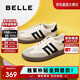 百麗女鞋復古拼色德訓鞋新款百搭簡(jiǎn)約運動(dòng)休閑鞋B2614AM5 米白 37