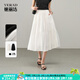 婭麗達不規則拼接氣質(zhì)半身裙女2025春夏新款a字小白裙休閑蛋糕裙 月光白(K0) L