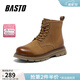 百思圖冬商場(chǎng)新款加絨保暖工裝馬丁靴復古大黃靴男短靴WF518DD5 黃棕色 40