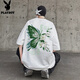 花花公子美式復古短袖T恤男夏季設計感小眾印花oversize半袖T恤上衣潮牌 白色 XL