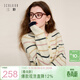 三彩2026春季新款條紋針織衫復古圓領(lǐng)毛開(kāi)衫外套顯瘦短款M