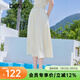 百圖betu女裝夏季新款半身裙高腰松緊腰顯瘦百搭A字裙子女2506T51 杏色 S
