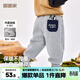 嘟嘟家寶寶加絨褲子冬裝男童休閑長(cháng)褲束腳女童運動(dòng)褲兒童卡通衛褲冬季潮 麻灰色 110