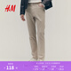H&M男裝休閑褲春季老錢(qián)風(fēng)通勤斜紋棉布英倫合身潮流長(cháng)褲1074402 淺米色 32 170/82