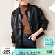 尚都比拉干練帥氣經(jīng)典百搭翻領(lǐng)口袋設計機車(chē)夾克女皮衣 黑色 S 