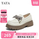 他她（TATA）新款厚底蝴蝶結淑女樂(lè )福鞋舒適百搭 米色 37