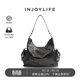 INJOYLIFE TAG雙袋HOBO包大號托特包單肩斜挎包大容量通勤街頭風(fēng) 黑色
