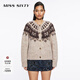 MISS SIXTY【費爾島提花】冬款含綿羊毛針織衫上衣外套女復古毛衣 淺啡 S