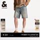 杰克·瓊斯（JACK&JONES）男裝夏季新款百搭休閑男寬松水洗貓須多口袋牛仔短褲225243009 E39中藍牛仔 M (175)