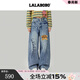 LALABOBO【商場(chǎng)同款】彎刀牛仔褲25年冬新原創(chuàng  )微喇學(xué)院水洗褲RBED-WXZC15 中藍白 28
