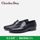 克雷斯丹尼（Chrisdien Deny）新款男士樂(lè )福鞋商務(wù)休閑皮鞋柔軟透氣百搭通勤男鞋 黑色 D801610107AAB 40 (250mm) 比國內碼大一碼