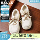 百麗（Belle）時(shí)尚串珠小白鞋女26春新款商場(chǎng)厚底增高休閑板鞋F1D1DAM6 米白 38 (240mm)
