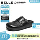 百麗（Belle）小眾時(shí)尚勃肯鞋女26春季新款商場(chǎng)同款羊皮可外穿半拖F6X1DAH6預售 黑色 37