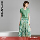 顏域綠色氣質(zhì)套裝2026新款女裝夏裝搭配一整套針織衫半身裙兩件套 綠色 M