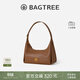 BAGTREE包包樹(shù)餃子包頭層植鞣牛皮通勤斜挎包輕奢女士包包單肩腋下包 大象灰/烤棕色【bag tree女包】 高級小眾生日禮物女