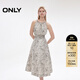 ONLY2025秋季新款度假風(fēng)印花收腰褶皺顯瘦無(wú)袖連衣裙女|125107059 H1K路西印花黑 M