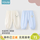 優(yōu)奇嬰兒防蚊褲夏季薄款寶寶睡褲夏天空調服冰絲長(cháng)褲純棉男童燈籠褲子 2件裝【純棉透氣】 90