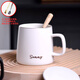 宅輕松 陶瓷馬克杯帶勺蓋送禮咖啡杯牛奶杯早餐杯辦公水杯子男女茶杯白