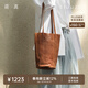 裘真（洗水風(fēng)）復古遇水桶包女腋下單肩包植鞣牛皮通勤包包 大象灰洗水版-小號