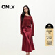ONLY秋季時(shí)尚潮流高級感遮肉套裝長(cháng)款圓領(lǐng)連衣裙女|124346009 E17 皮革紫紅色 S (160) 80A