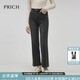 PRICH時(shí)尚高腰直筒牛仔褲春季保暖顯瘦松弛感長(cháng)褲子女 15灰色 L 165