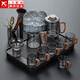 正揚高檔玻璃茶具套裝家用現代整套耐熱辦公泡茶壺全套茶水分離伴手禮 10頭 木語(yǔ)煙灰套+茶道洗長(cháng)琴胡黑