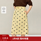 茵曼（INMAN）波點(diǎn)印花松緊腰抽繩全棉半身裙2026春季女裝新款顯瘦A字裙子 淺黃色 XL