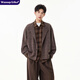 WASSUP ERIKA美式復古痞帥疊穿襯衫外套男士2026春季假兩件格紋拼接老錢(qián)風(fēng)夾克 咖色 常規 2XL 150-180斤可穿